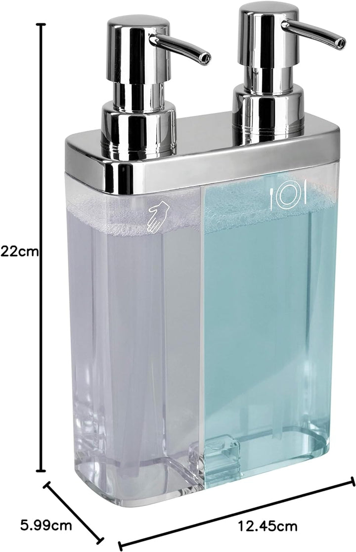 Kitchen Details Seifen- und Lotionspender für Bad und Küche, mit 2 Pumpen, transparent, Transparent