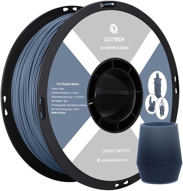 QIDI TECH Matte PLA Rapido Filament 1.75mm, PLA Matte 3D Drucker Filament 1kg Spule (2.2lbs), Geeign