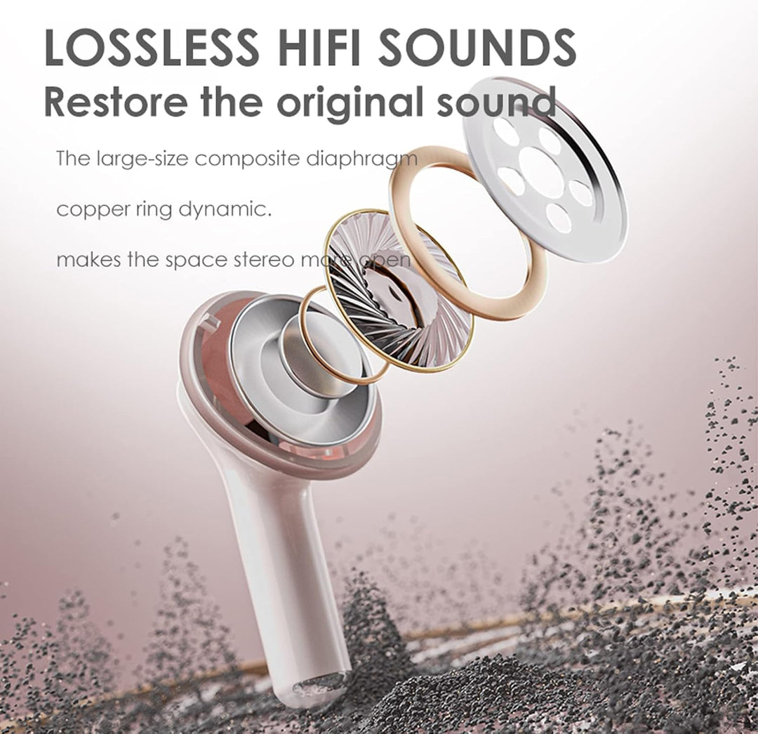 Bluetooth Kinder Kopfhörer Kabellos Rosa In-Ear Kleine Ohrhörer HiFi Stereo Klang mit Mic für Arbeit