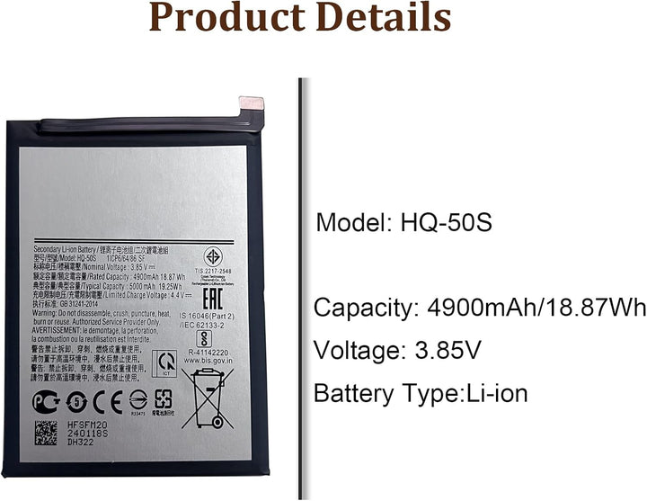 HIGHAKKU Ersatzakku HQ-50S kompatibel mit Samsung Galaxy A02S SM-A025 with Tools, A02S