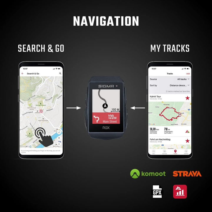 SIGMA SPORT ROX 11.1 EVO White HR Set | Fahrradcomputer kabellos GPS & Navigation inkl. Short Butler