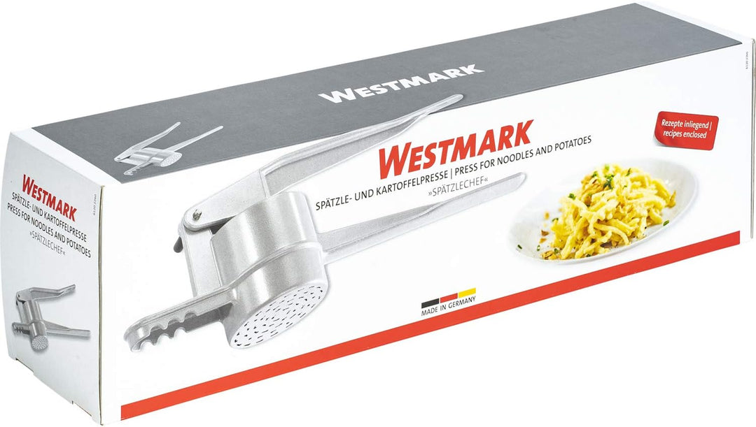 Westmark Spätzle-/Kartoffelpresse, Traditionelle Lochung für Spätzle wie Handgemacht, Aluminiumdruck