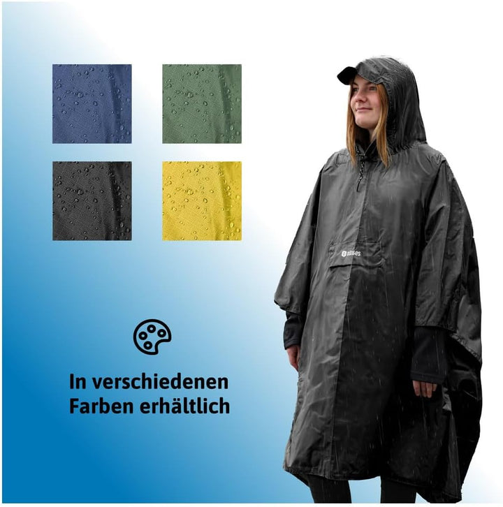 Dönges 4-in-1 Regenponcho mit Ärmeln in 4 Farben | Atmungsaktiv, Wasserdicht & Vielseitig mit Brustt