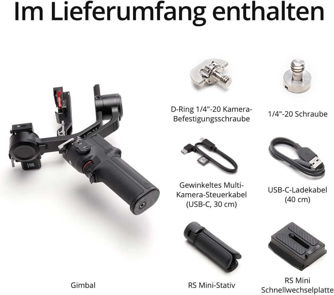 DJI RS 3 Mini, Leichter Stabilisator mit auf DREI Achsen stabilisiertem Gimbal für Canon/Sony/Panaso