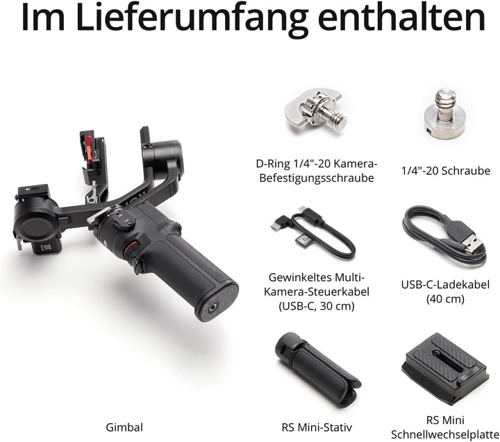 DJI RS 3 Mini, Leichter Stabilisator mit auf DREI Achsen stabilisiertem Gimbal für Canon/Sony/Panaso