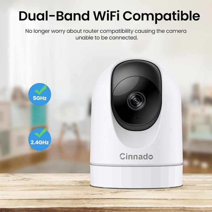 Cinnado 5MP Babyphone mit Kamera - 5G/2,4GHz Überwachungskameras Innen, WLAN Kamera Indoor, 360 Grad