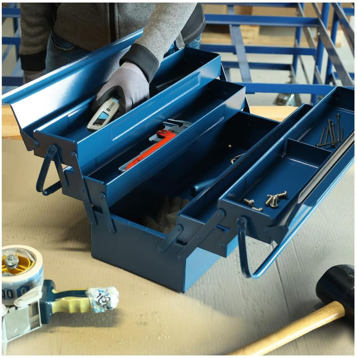 Dönges Metall Werkzeugkasten leer mit 5 Fächern | HxBxT 53 x 20 x 20cm, mit 21 L Volumen | Robust &