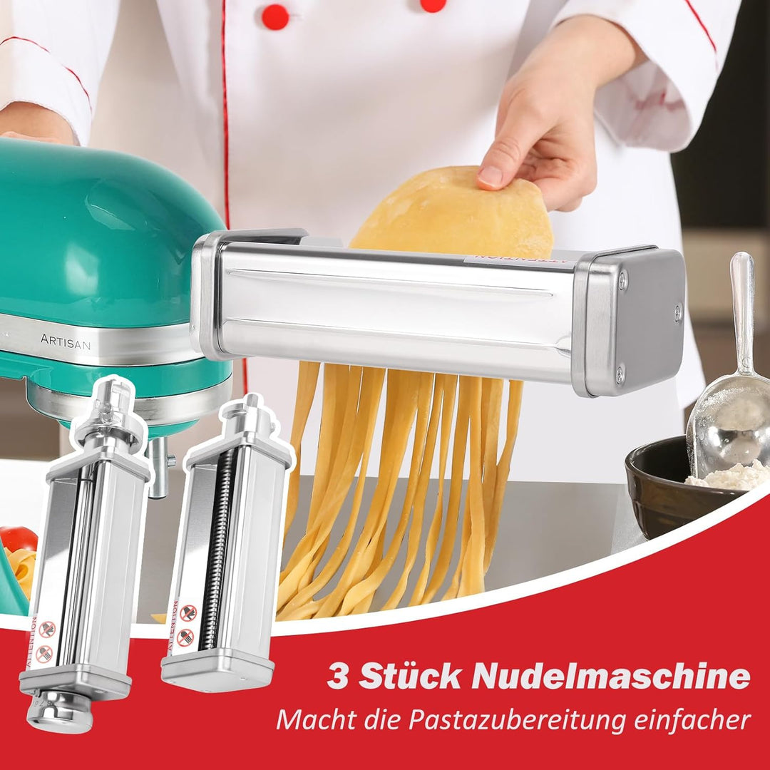 Nudelaufsatz für Kenwood Standmixer, inklusive Nudelblattwalze Spaghettischneider und Fettuccinischn