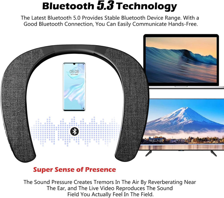 Smaloyd Bluetooth Lautsprecher Tragbarer, Wireless-Neckband-Lautsprecher,Theater Stereo Surroud Ton,