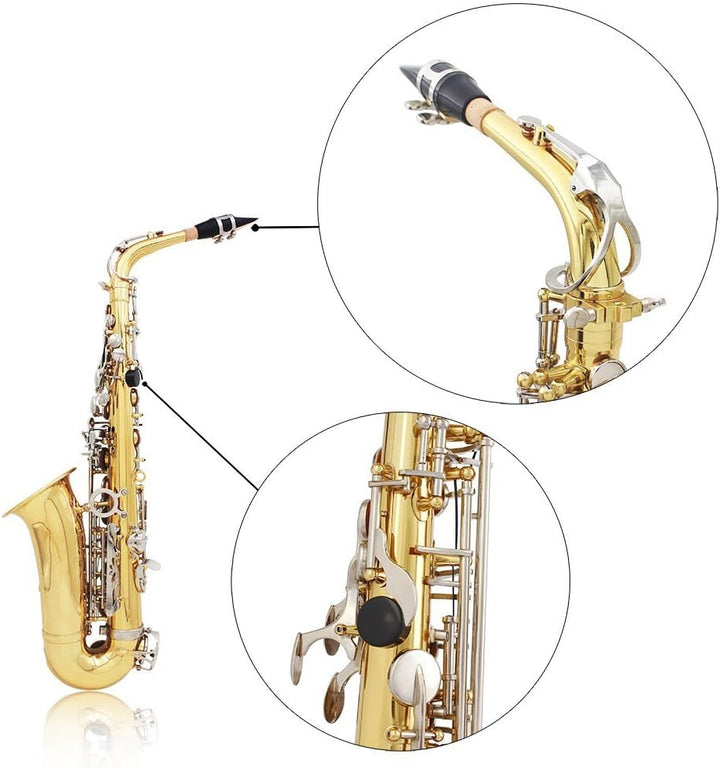 Btuty Alt-Saxophon Saxophon Sax Messing glänzend graviert Eb E-Flat Natur Weiss Muschel Knopf Blasin
