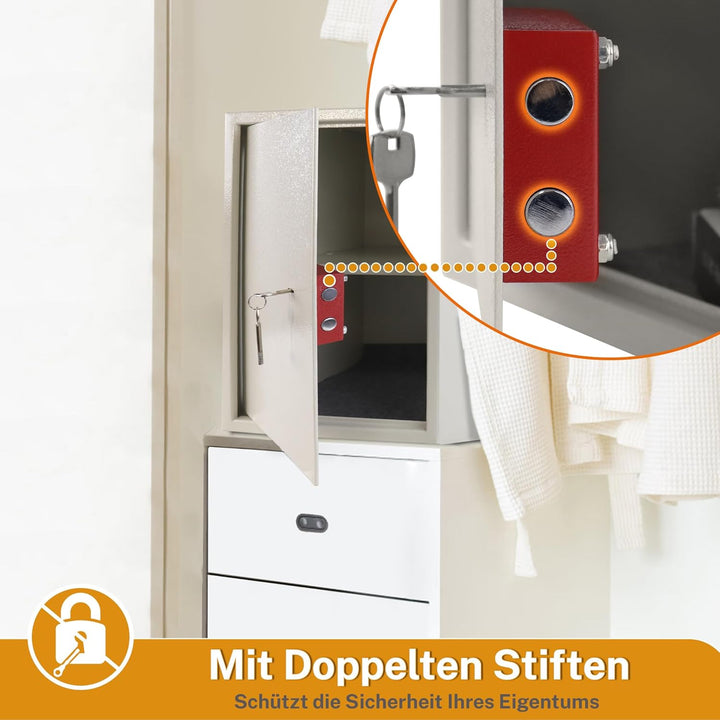 YARDIN Möbeltresor Doppelbartschloss, Tresor Safe mit 2 x Schlüssel, Safe Geldschrank Boden, Wandtre