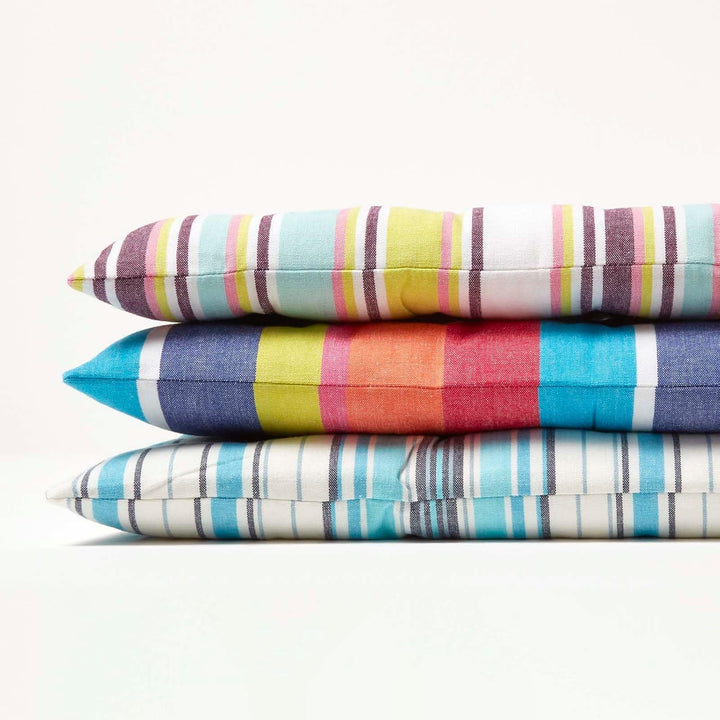 Homescapes gestreifte Bankauflage New England, blau-weiss, Sitzkissen für Bänke und Gartenbänke mit