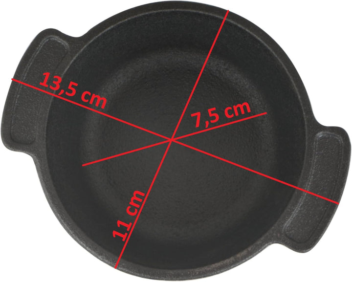 BBQ-Toro Mini Dutch Oven Set (6 Stück) I Ø 11 cm I bereits eingebrannt - preseasoned I Gusseisen Ser