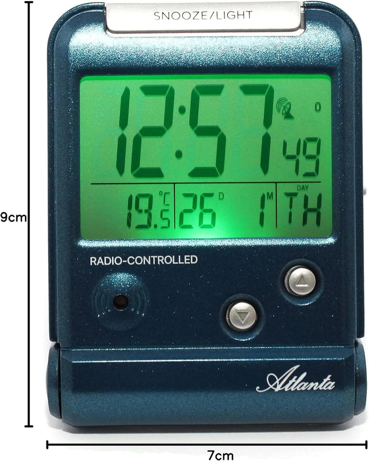 Atlanta Funkwecker Digital LCD-Anzeige Reisewecker mit Klappe Temperatur Rot - 1806/5