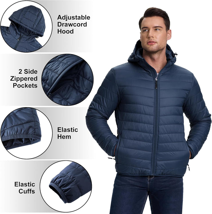 33,000ft Herren Leichte Steppjacke Outdoor Wasserbeständige Übergangsjacke Warme Winterjacke für Män