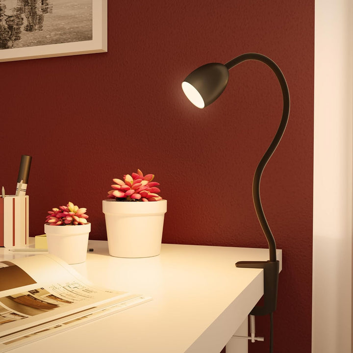 ledscom.de Klemmlampe, Schwanenhals KLUK, Schalter, schwarz matt, 1x GU10 max. 60W, 2 Stk. 2 Stück (