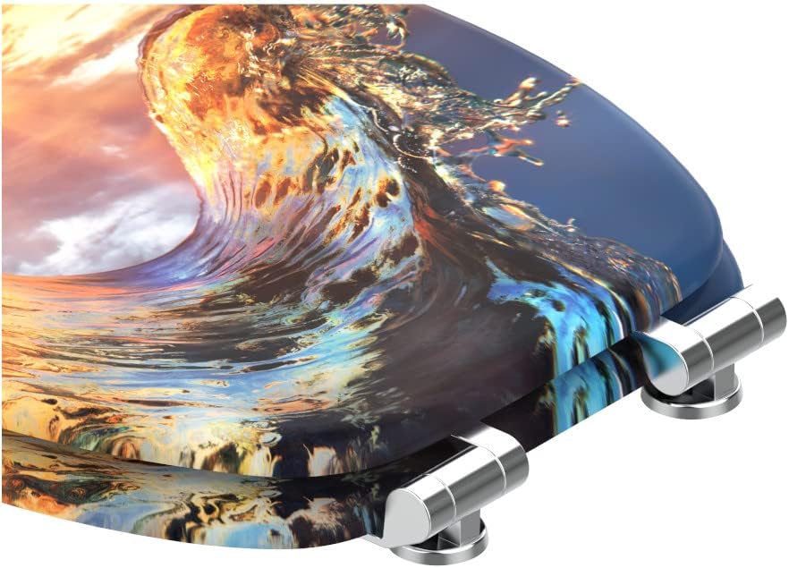 Sanilo WC-Sitz mit Absenkautomatik, Toilettensitz mit Absenkautomatik, einfache Befestigung (Wave),