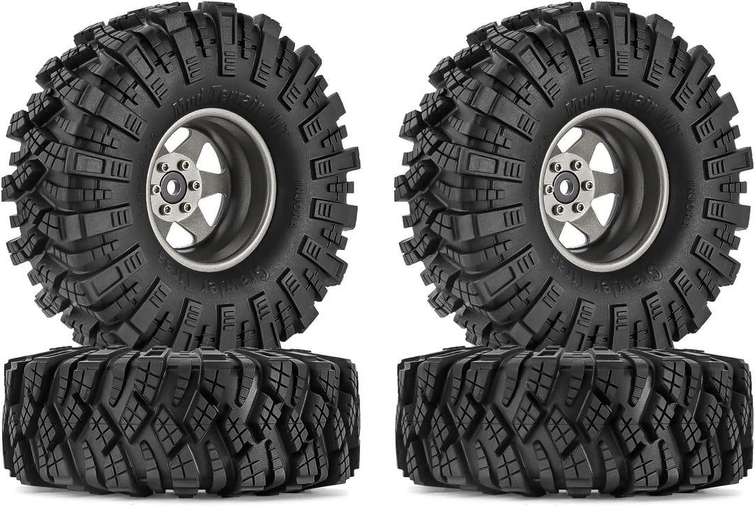 INJORA 1.9 Schlamm Reifen Sat Offset -8.9mm Beadlock Felge für 1/10 RC Crawler Auto Axial SCX10 9004