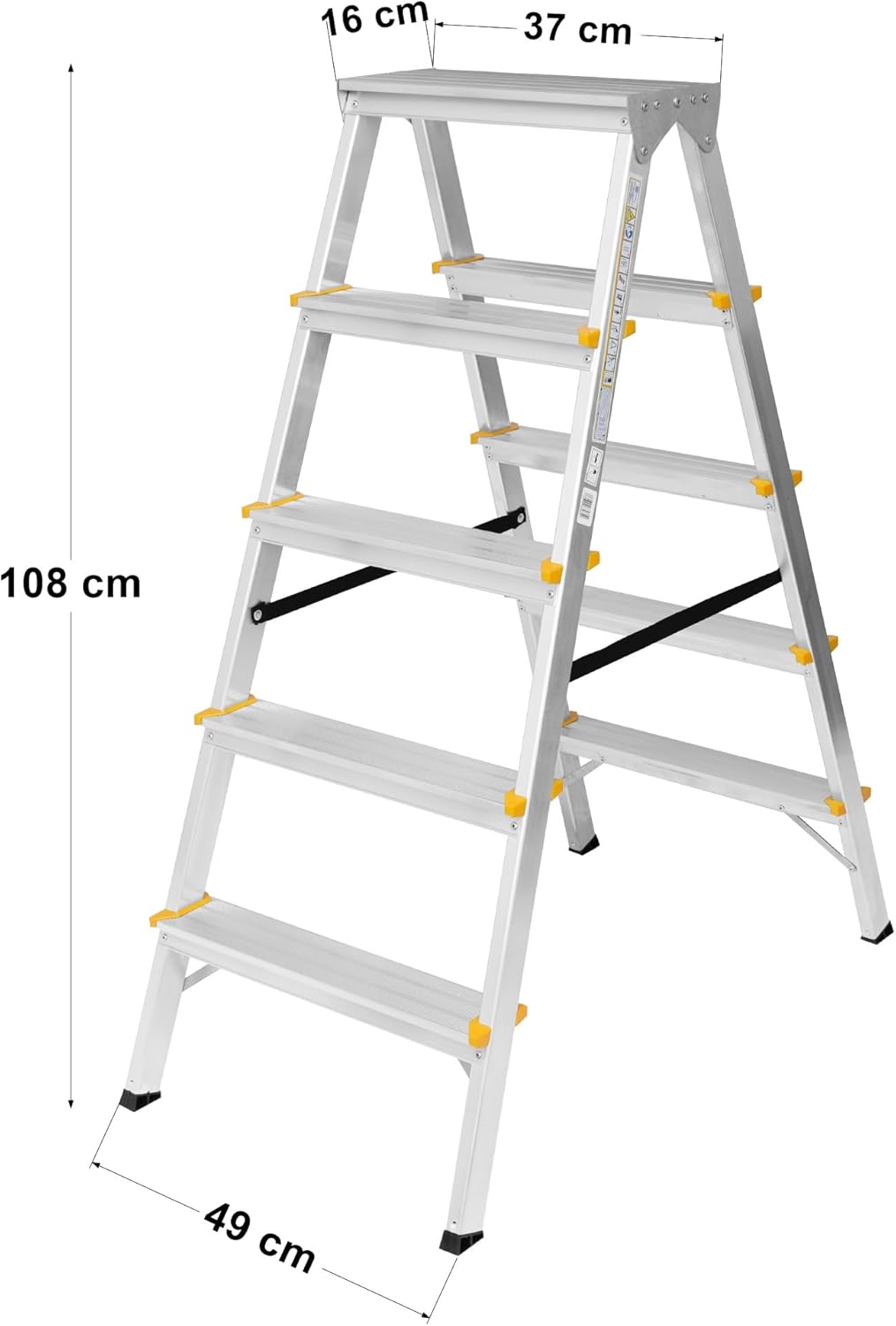 Zweiseitige Aluleiter Klappleiter Haushaltsleiter 2x5 Stehleiter Tragkraft 150kg TÜV | 5 Stufen / 15