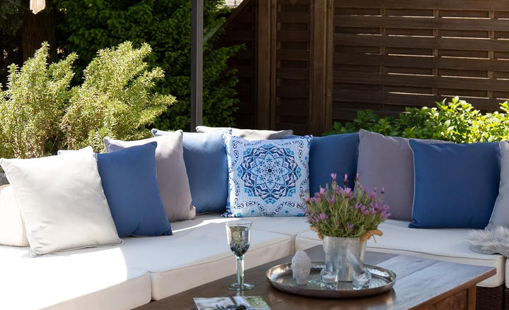 Brandsseller Outdoor Garten Kissen Dekokissen mit Paspel - Garngefärbt Uni Schmutz- und Wasserabweis