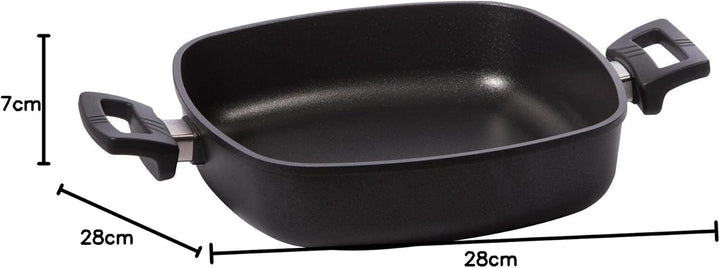 Eurloux Guss-Kasserolle 28 x 28 cm Induktion - Flache quadratische Universal Bratenkasserolle Alugus