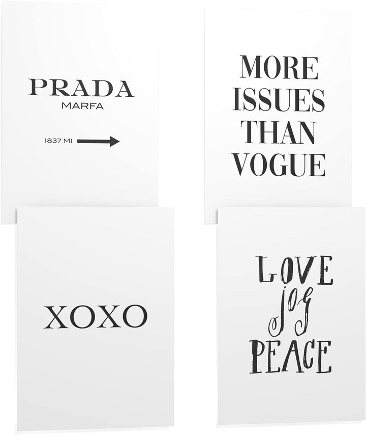 Papierschmiede® Premium Spruchposter Set 4er DIN A1, Motiv: Mode Ikone, Typografie Bilder Wohnzimmer