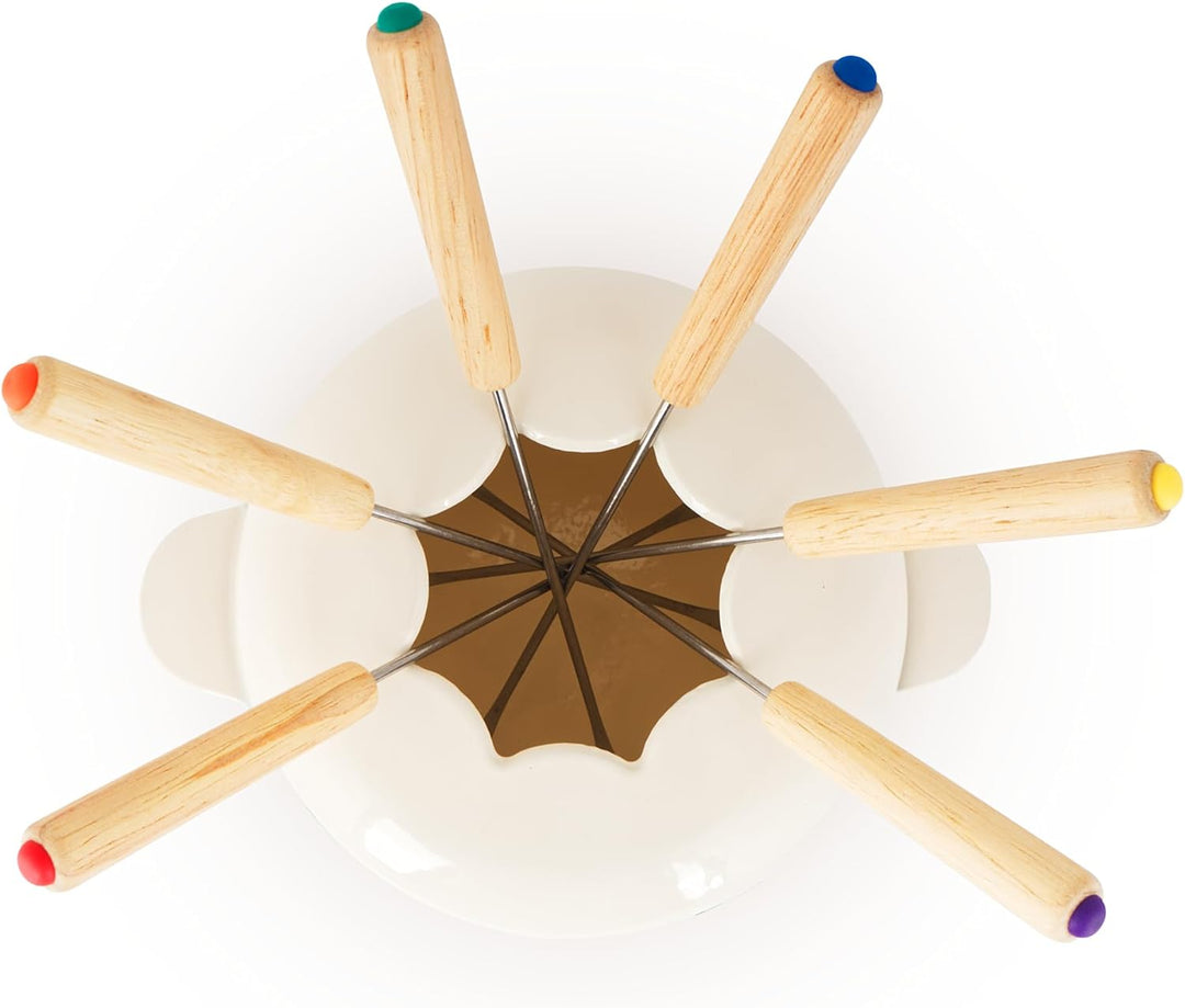 BBQ-Toro Gusseisen Fondue Set für 6 Personen | 1 Liter | Fondueset 13 teilig mit Brenner und Gabeln