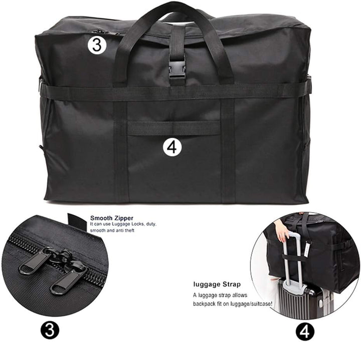 Reisetasche Extra Gross, Faltbare 900d Oxford Heavy-Duty Duffle Bag für Urlaub, Camping, Umzug, Zelt