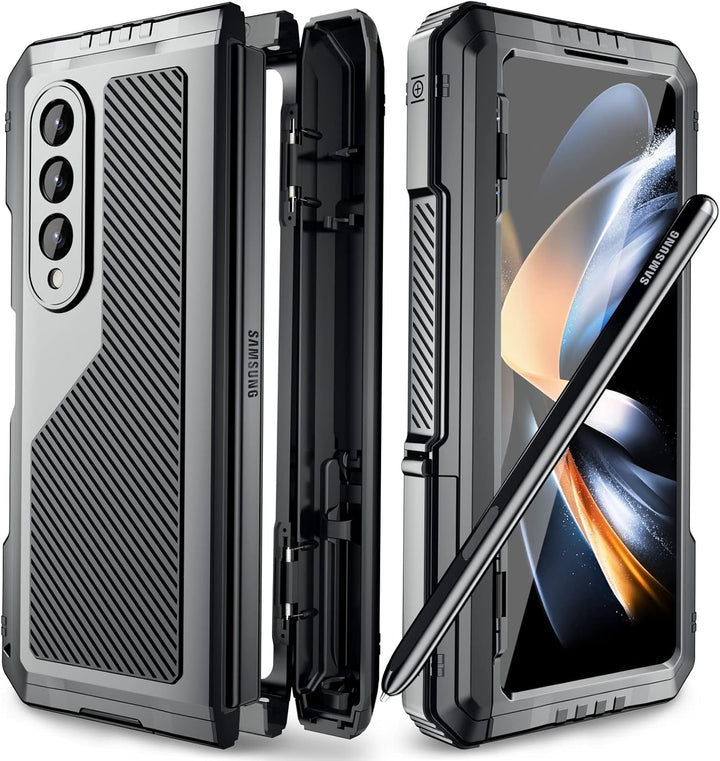 Beeasy für Samsung Galaxy Z Fold 4 Hülle, 360 Grad Outdoor Stossfeste Schutzhülle mit S Pen Halter u