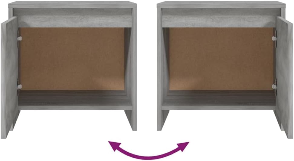 FIRBNUS Bedside Table Nachtkonsole Beistelltisch mit Stauraum Night Stand Nachttisch Grau Sonoma 45x