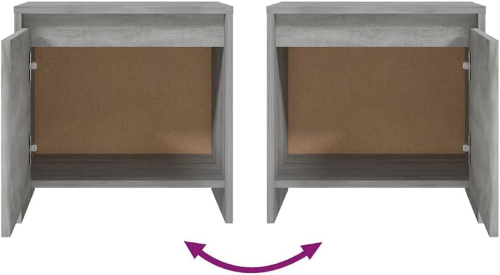 FIRBNUS Bedside Table Nachtkonsole Beistelltisch mit Stauraum Night Stand Nachttisch Grau Sonoma 45x