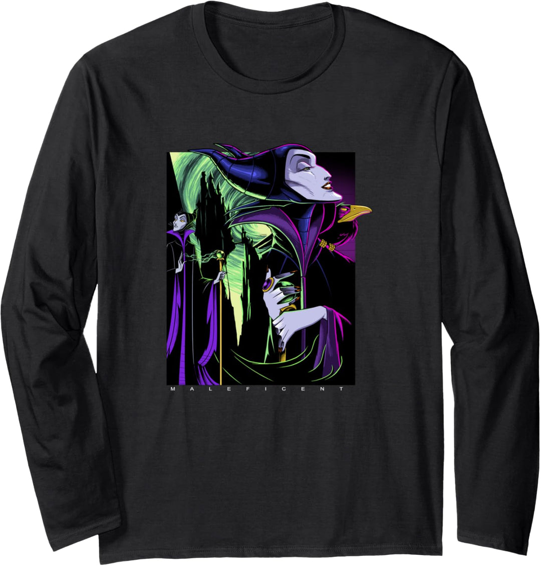 Disney Sleeping Beauty Maleficent Large Side Portrait Langarmshirt
