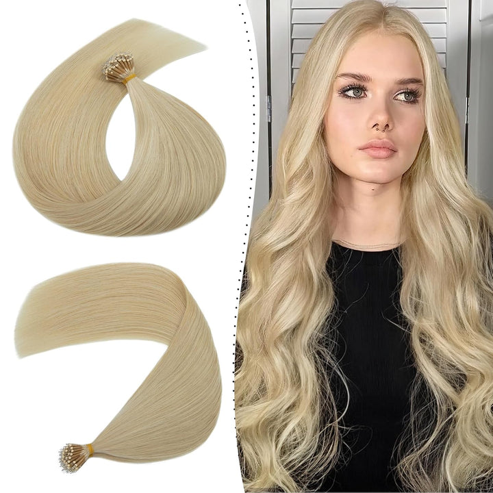 Silk-co Haarteile Echthaar Nanoring Extensions Loop Haarverlängerung 100% Human Hair Weich Natürlich