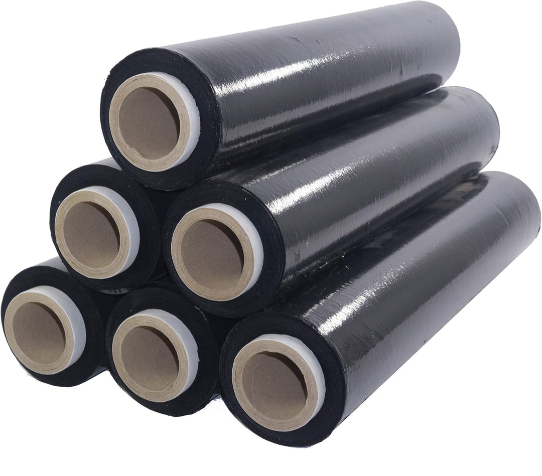 Netuno 6x schwarze Stretchfolie 23my 500 mm 2,5 kg Palettenfolie schwarz Wickelfolie PE-Handstretchf