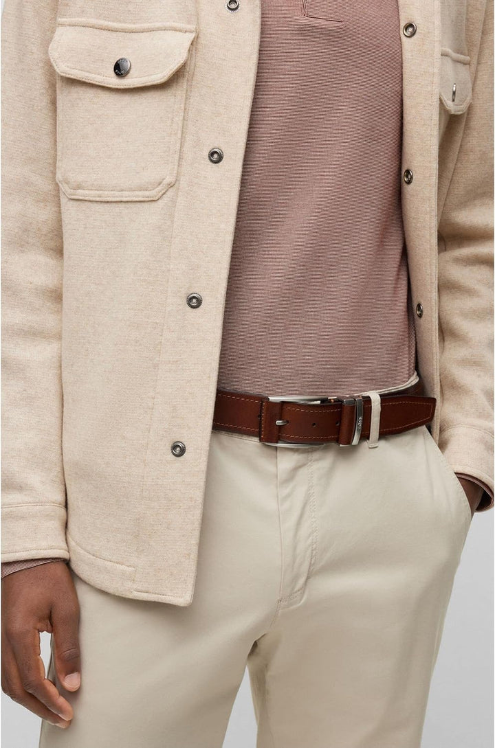 BOSS Herren Sody-NSP Sz40 Gürtel aus italienischem Leder mit glattem Finish und Logo auf der Schlauf