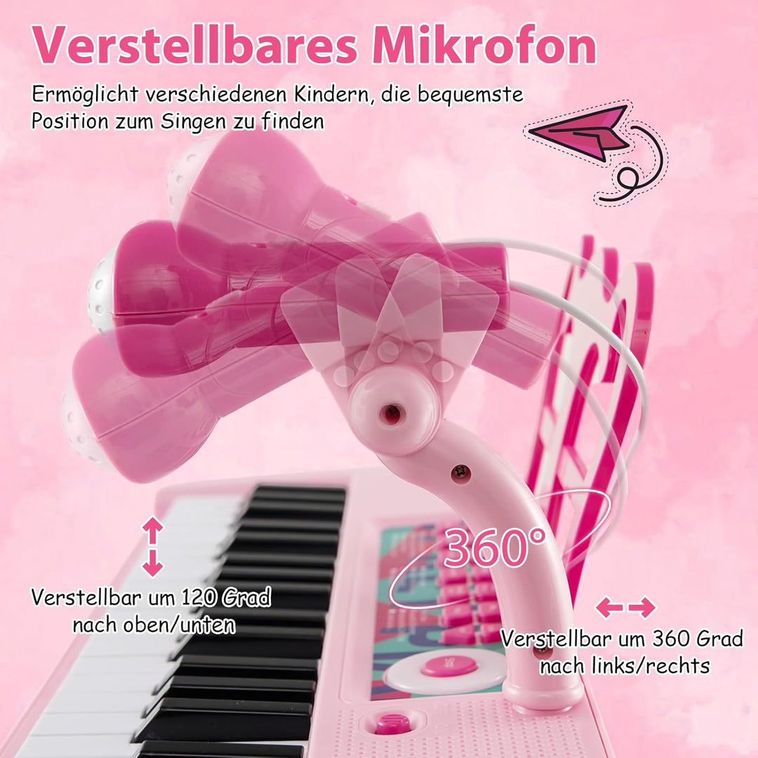 COSTWAY 37 Tasten Kinder Keyboard, Kinderklavier elektronisch mit Hocker, Mikrofon & NotenstÀnder, K