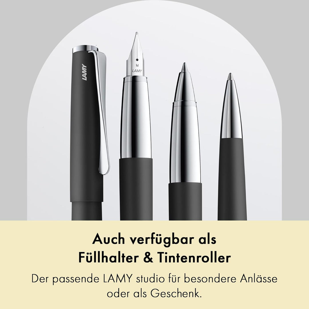 LAMY studio Premium Kugelschreiber 267 aus Edelstahl in schwarz mattem Lack-Finish, propellerförmige