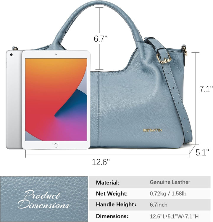 BOSTANTEN Damen Weiches Leder Handtaschen Gross Schultertasche Designer Frauen ledertaschen 2411-bla
