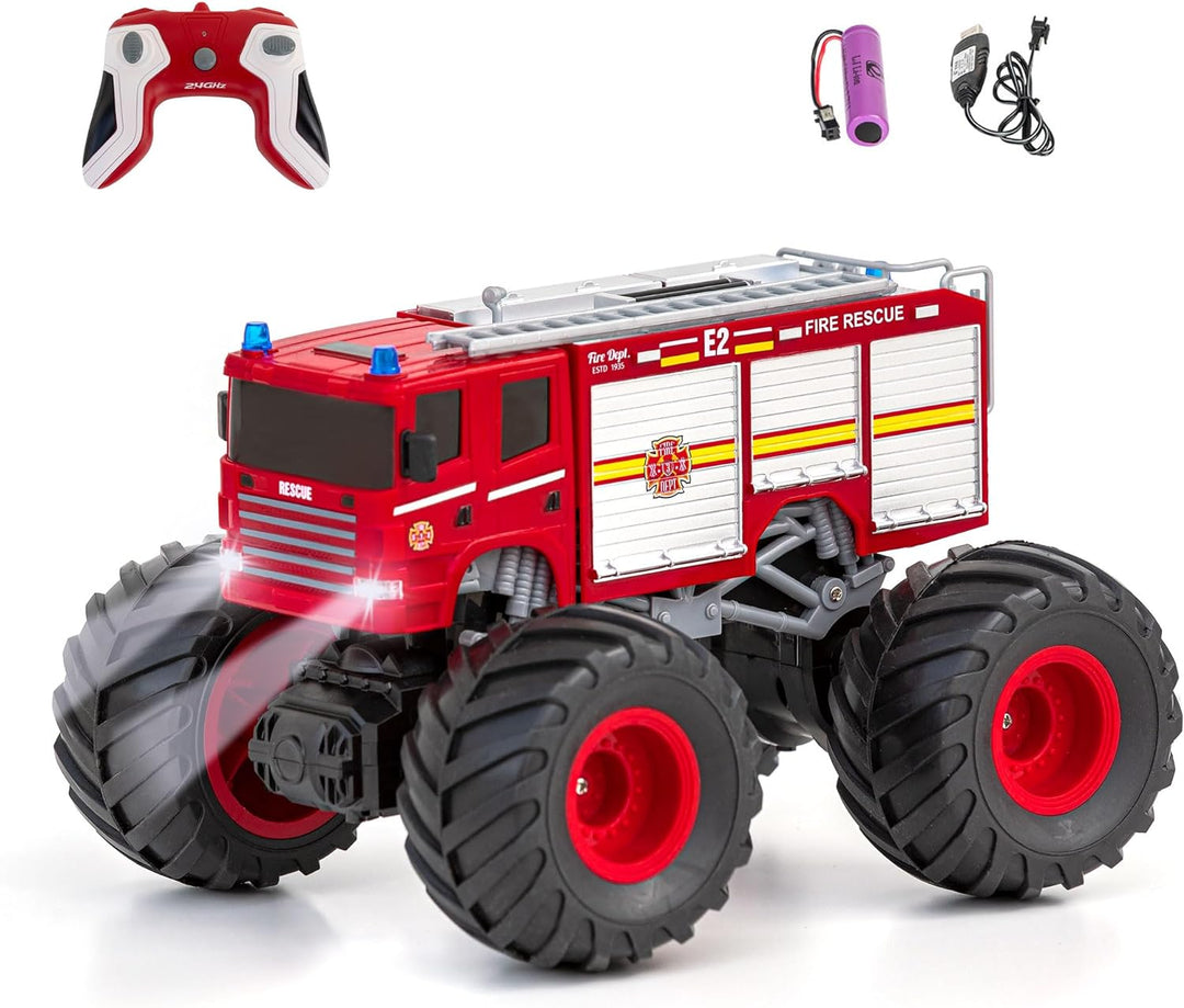 Diawell Ferngesteuertes Auto RC Monstertruck mit Sound Feuerwehr Geländewagen Offroad-Auto Spielzeug