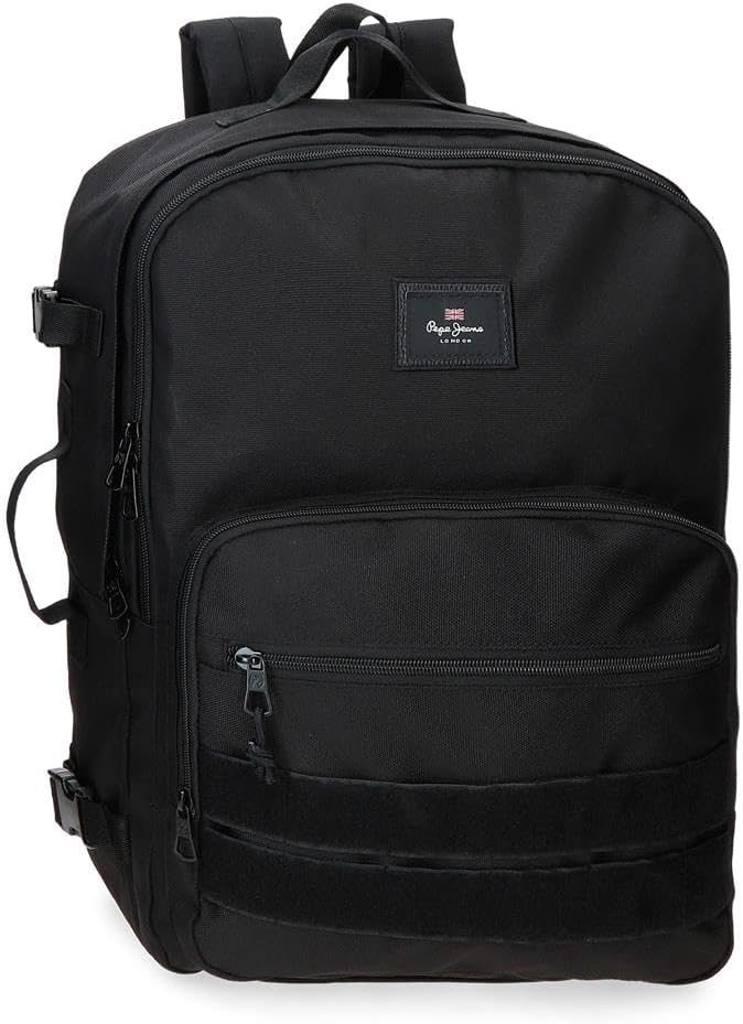 Pepe Jeans Unisex, Kinder Aris Rucksack und Federmäppchen (1er Pack) 30cm x 44cm x 20cm Schwarz, 30c