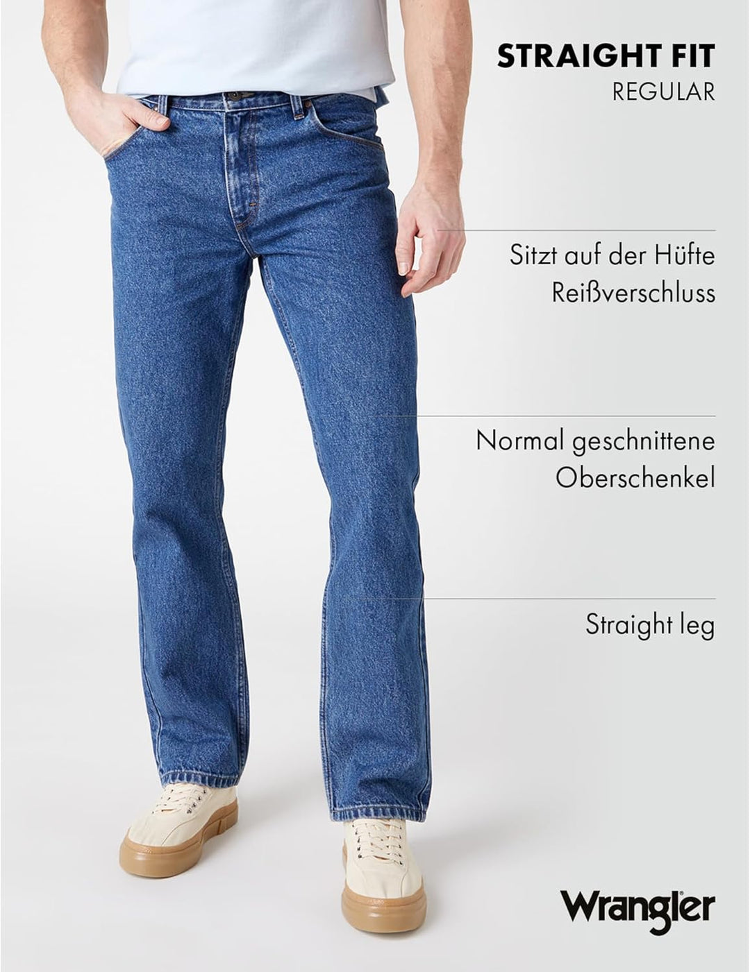 Wrangler Herren Authentic Straight Jeans, Medium Stw, 32W / 34L