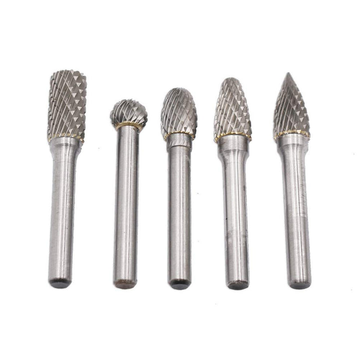 DingGreat 5 Teilig Raspel Set Hartmetall Frässtift Rotary Burr, 6 mm Schaft 10mm Kopfdurchmesser Boh