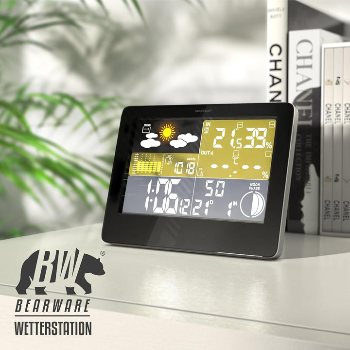 CSL - Funk Wetterstation mit Farbdisplay - inkl. Aussensensor - DCF Empfangssignal Funkuhr - Innen-