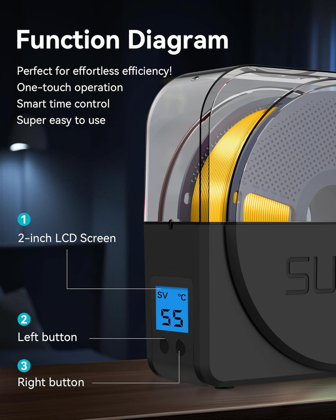SUNLU Filament Trockner Box mit Ventilator für 3D Drucker Filament, Upgarded S1 PLUS Filament Trocke