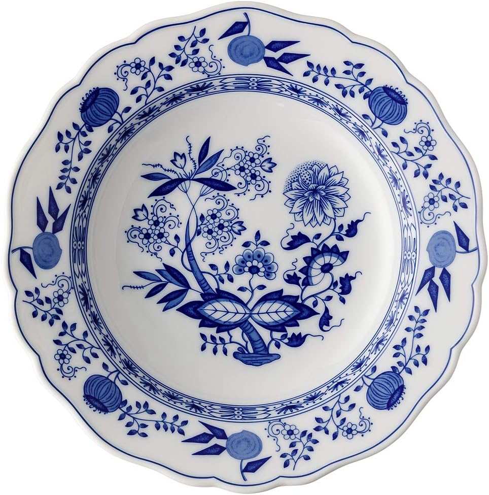 Hutschenreuther Blau Zwiebelmuster Suppenteller 23 cm Fahne