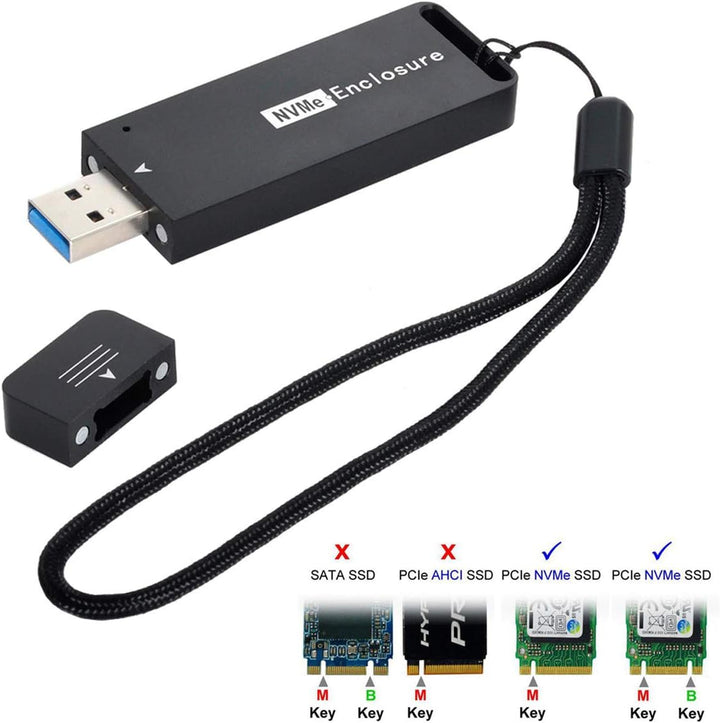 Xiwai USB 3.1 Gen2 10 Gbit/s auf NVME PCI-E M-Key Solid State Drive Externes Gehäuse 2230/2242 mm
