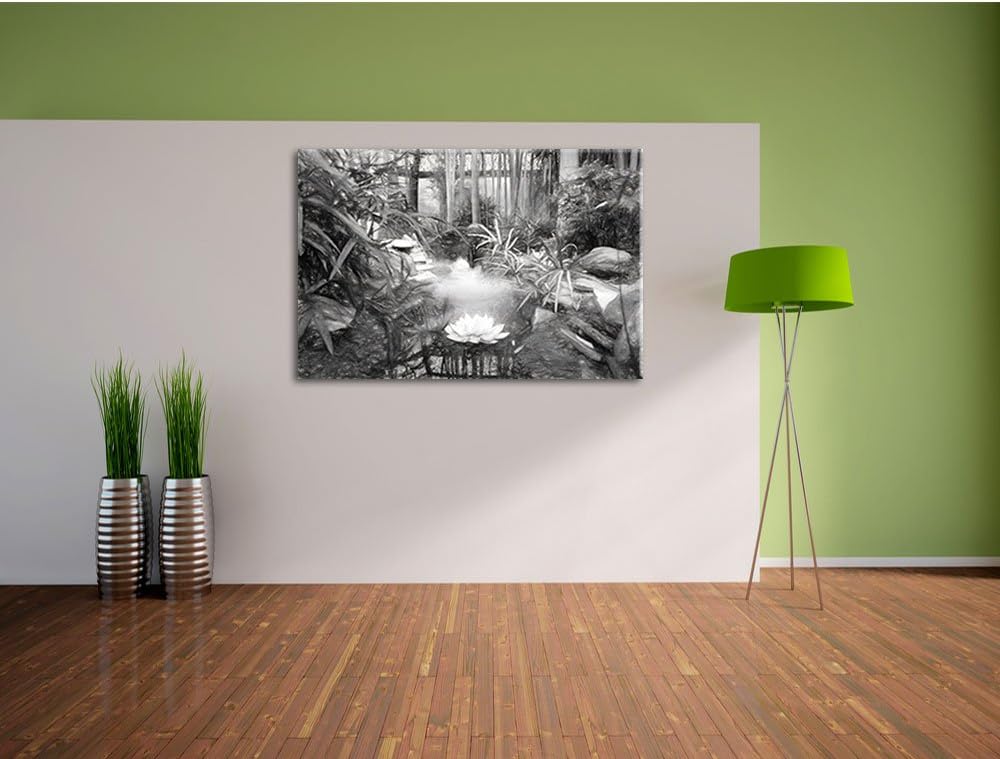 Pixxprint Zen Garten Japan Kunst / 100x70cm Leinwandbild bespannt auf Holzrahmen/Wandbild Kunstdruck