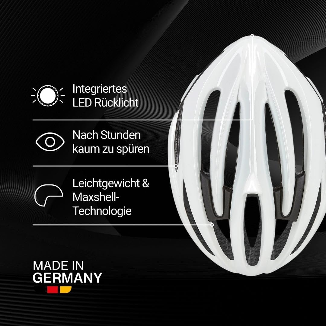 Rayzon Helm Damen Herren mit LED-Rücklicht, Made in Germany, Sportliches Design, 17 Belüftungsöffnun