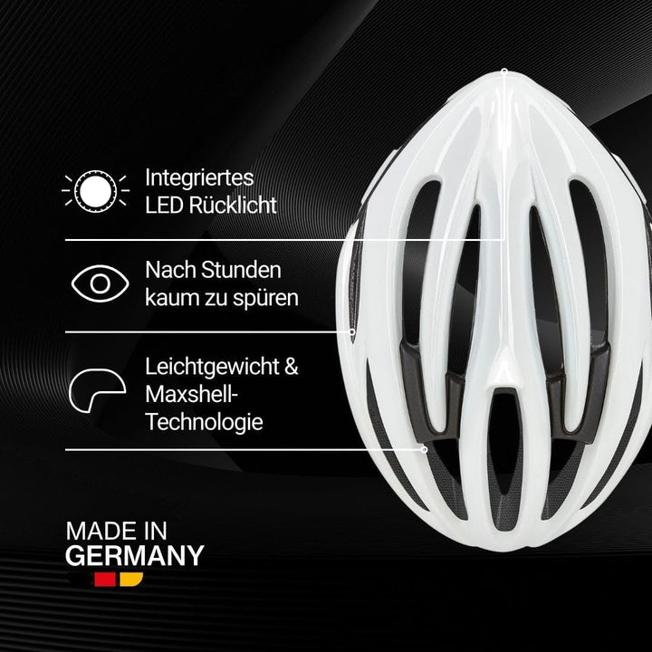 Rayzon Helm Damen Herren mit LED-Rücklicht, Made in Germany, Sportliches Design, 17 Belüftungsöffnun
