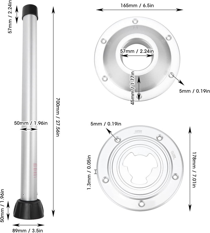 Aramox Tischbein, 27,6 Zoll Abnehmbares Schwenkbares Tischbein Höhenverstellbare Stützhalterung Abne